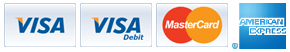 We accept the following cards: Visa, Visa Debit, MasterCard & American Express