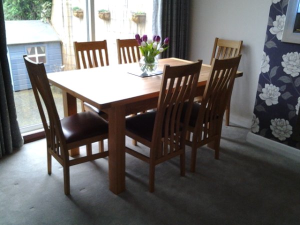 Charltons Bretagne 1600 Extending Dining Table & Farrington Dining Chairs in the Satin Lacquered finish in a customer's home