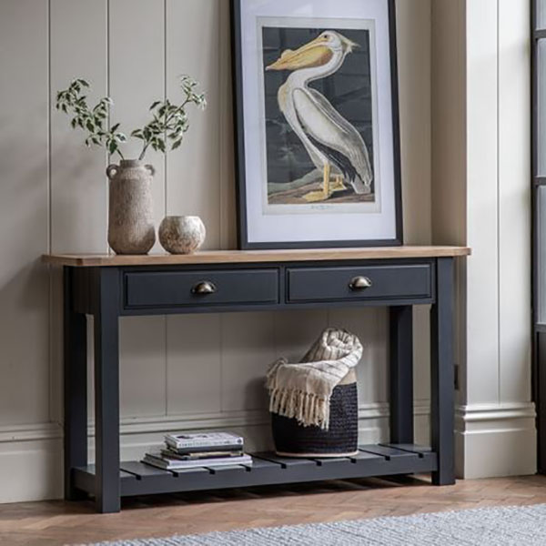 Gallery Direct Eton Contemporary Meteor Painted  / Oak  2 Drawer Console Table