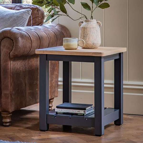 Gallery Direct Eton Contemporary Meteor Painted / Oak Side Table