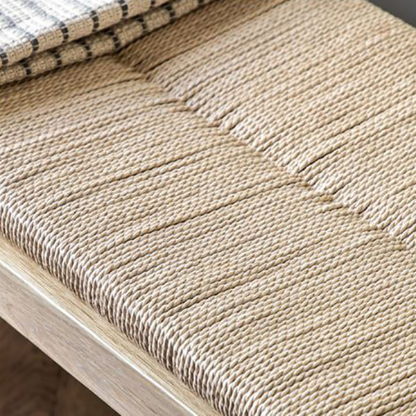 Gallery Direct Eton Contemporary Natural Oak Rope Bench - Close up image of the rope seat
