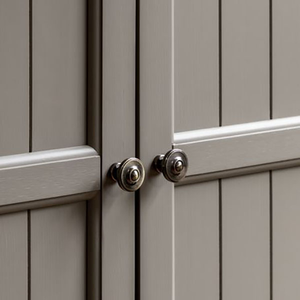 Gallery Direct Eton Contemporary Prairie Painted / Oak 2 Door Cupboard -Close up image showing the door handles & paint finish