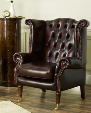 The Sofa Collection Scroll Wing Chair Vintage Leather Chair by Forest Sofa