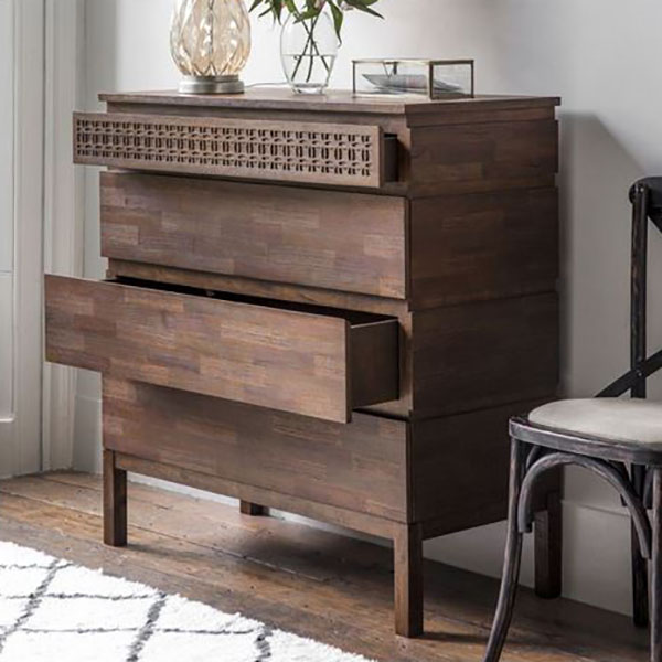 Harvest Direct Soho Retreat Contemporary 4 Drawer Chest of Drawers - Shown here with 2 drawers open