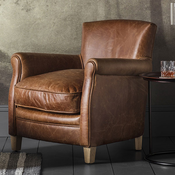 Harvest Direct Bates Leather Armchair in Saddle leather