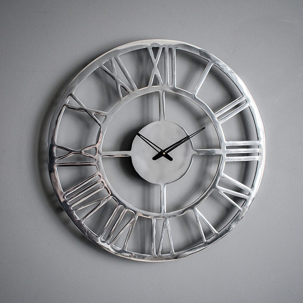 Harvest Direct Pavia Large Polished Aluminium Wall Clock