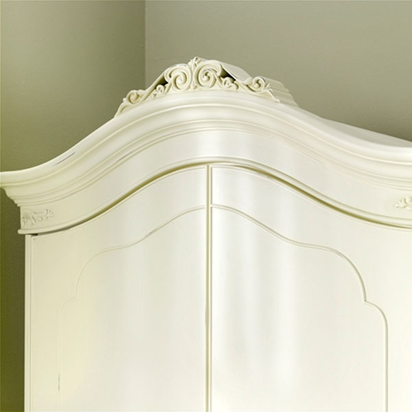 Willis & Gambier Ivory Double Wardrobe - Carved detailing at the top of the wardrobe