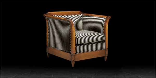 Artistic Upholstery Verona Large Armchair in Awning Stripe Black / Camel