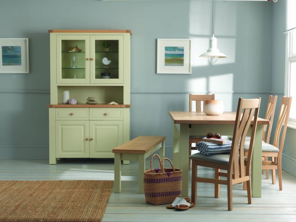 Charltons Bretatagne Oak Extending Dining Table, Oak Bench & Dining Chairs &  2 Door 2  Drawer Sideboard & 2 Door 2 Drawer Dresser Top