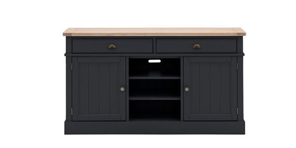 Gallery Direct Eton Contemporary Meteor Painted / Oak 2 Door 2 Drawer Sideboard