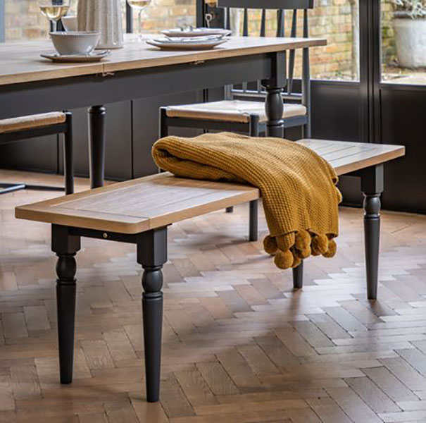 Gallery Direct Eton Contemporary Meteor Painted / Oak Dining Bench