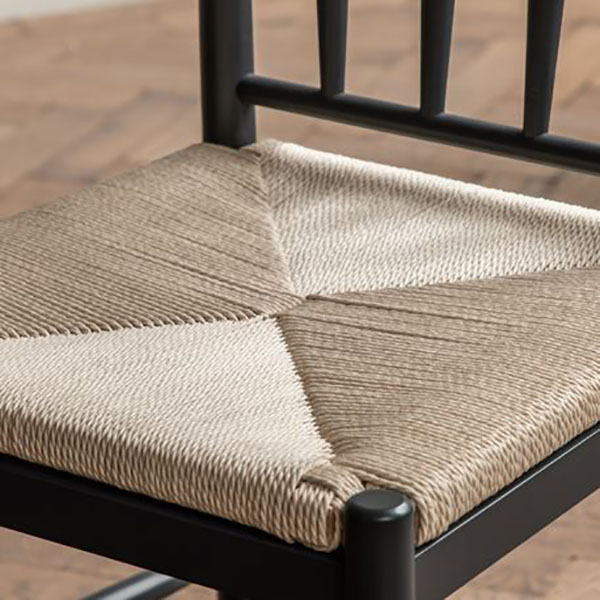 Gallery Direct Eton Contemporary Natural Meteor Painted / Oak Dining Chair - Close up image showing the woven seat