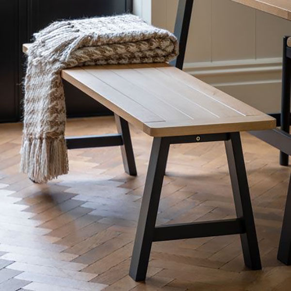 Gallery Direct Eton Contemporary Meteor Painted / Oak Trestle Bench