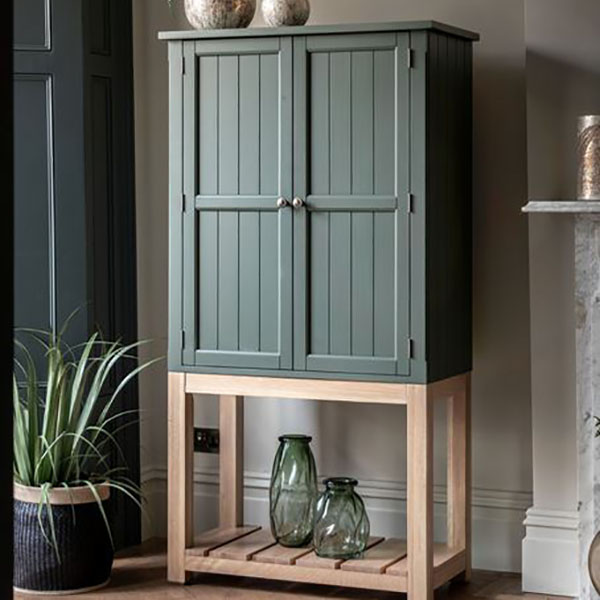 Gallery Direct Eton Contemporary Moss Painted / Oak 2 Door Cupboard