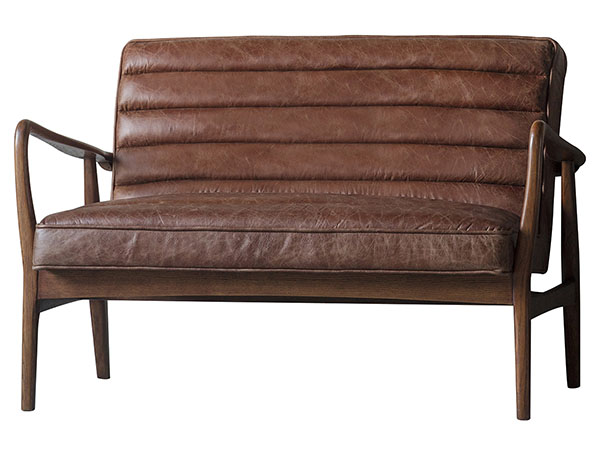 Gallery Direct Datsun 2 seater leather sofa shown here in vintage brown leather