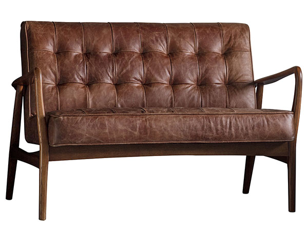Gallery Direct Humber 2 seater leather sofa shown here in the vintage brown leather finish
