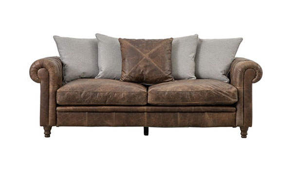 Gallery Direct Model 1 Vintage Brown 3 Seater Leather Scatter Back Sofa