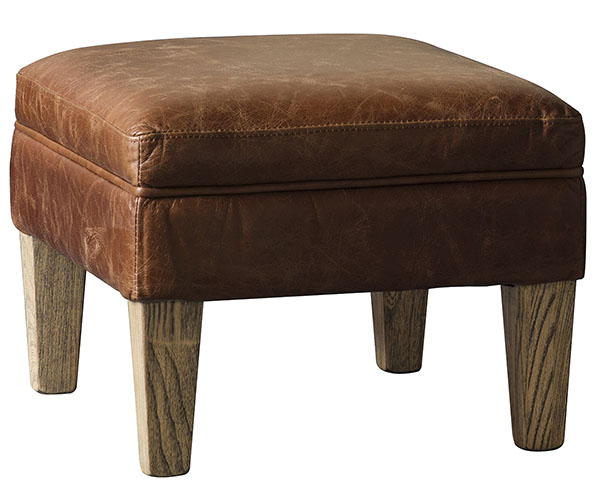 Gallery Direct Mr Paddington leather footstool shown here in vintage brown leather