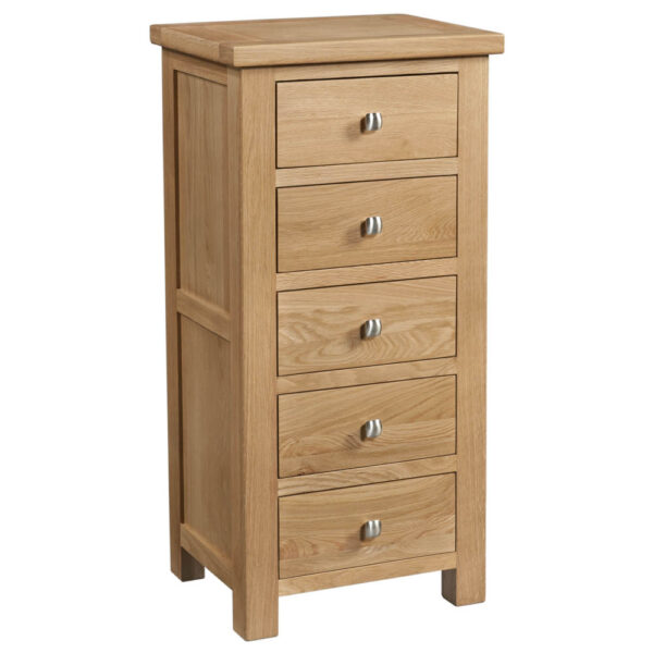 Devonshire Living Dorset Natural Oak 5 Drawer Wellington