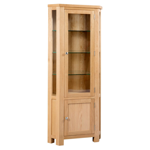 Devonshire Living Dorset Natural Oak Glazed Corner Display Cabinet