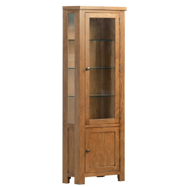 Devonshire Living Dorset Rustic Oak Glazed Corner Display Cabinet