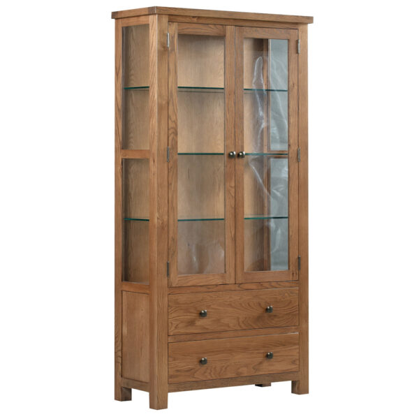 Devonshire Living Dorset Rustic Oak Glazed Display Cabinet