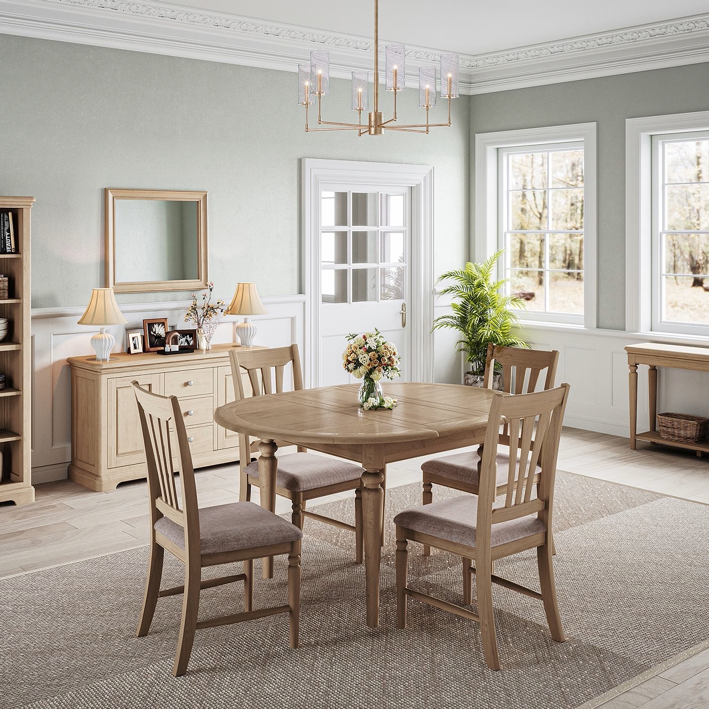 Devonshire Living Lydford Oak Round Extending Dining Table 