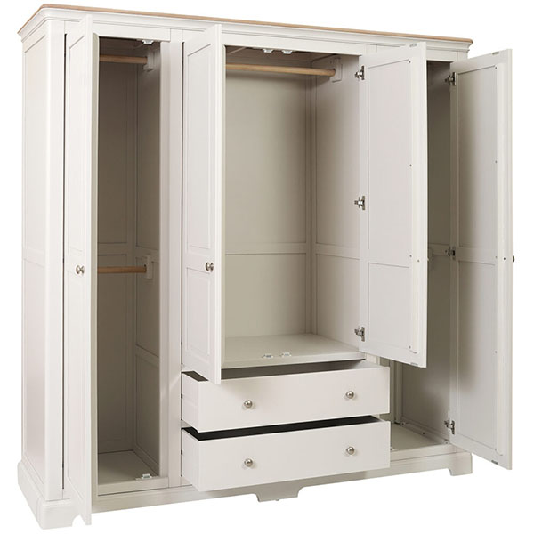 Devonshire Living Lydford Oak Painted Quadruple Wardrobe with 2 Drawers