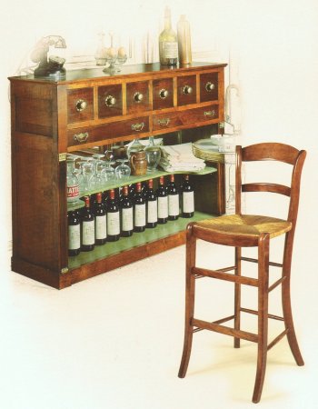 Felix Monge Directoire Bistro Sideboard and Bar Stool