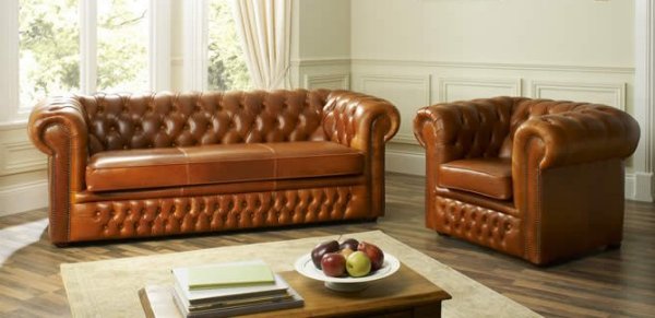 The Sofa Collection Hampton Vintage Leather Chesterfield Sofa & Chair by Forest Sofa