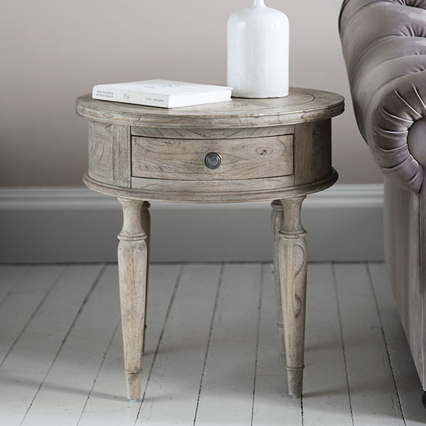 Gallery Direct Mustique Round 1 Drawer Side Table