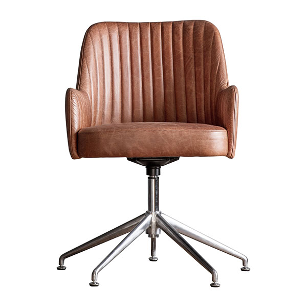 Gallery Direct Curie Vintage Brown Leather Swivel Chair