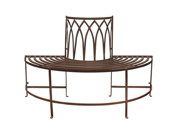 Harvest Direct Alberoni Distressed Brown Metal Outdoor Tree Bench