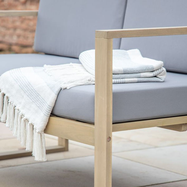 Harvest Direct Bourlac Natural Outdoor Lounge Set - Close up image of the 2 seater sofa