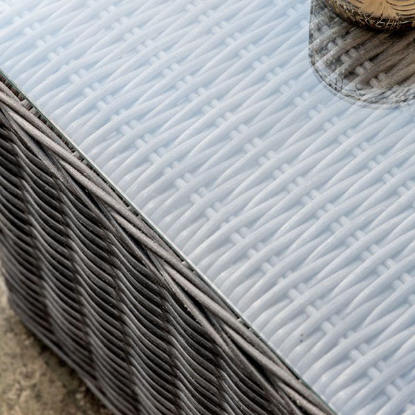 Harvest Direct Calvi Natural Square Outdoor Sofa Set - Close up image looking down onto the top of the coffee table