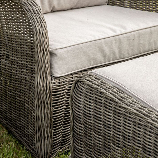 Harvest Direct Cinto Natural High Back Outdoor Lounge Set - Close up image of the finish & cushions on the Cinto set