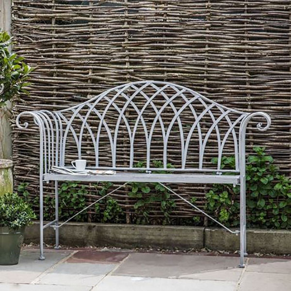 Harvest Direct Duchess Distressed Grey Metal Outdoor Bench