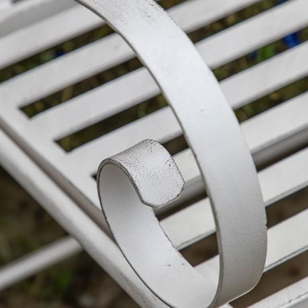 Harvest Direct Matera Vanilla Metal Outdoor Bench - Close up image