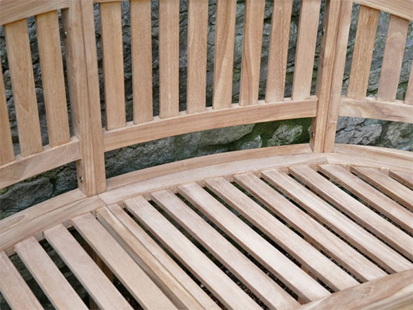 Teak Bean Garden Bench - Close up image