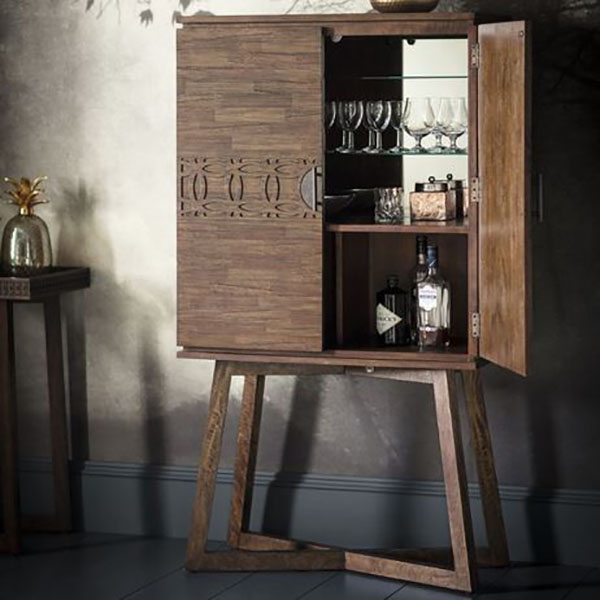 Harvest Direct Soho Retreat Contemporary Cocktail Cabinet - Shown here with 1 door open
