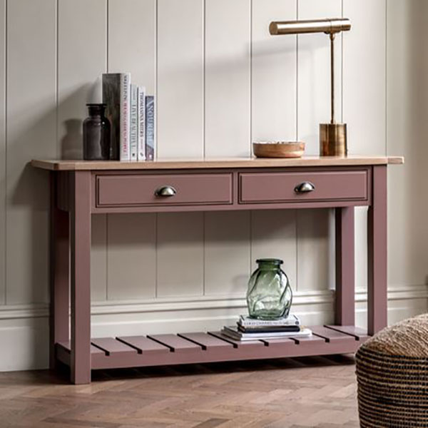 Harvest Direct Harrow Contemporary Clay Painted / Oak 2 Drawer Console Table