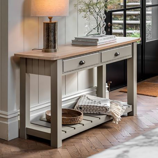 Harvest Direct Harrow Contemporary Prairie Painted / Oak 2 Drawer Console Table