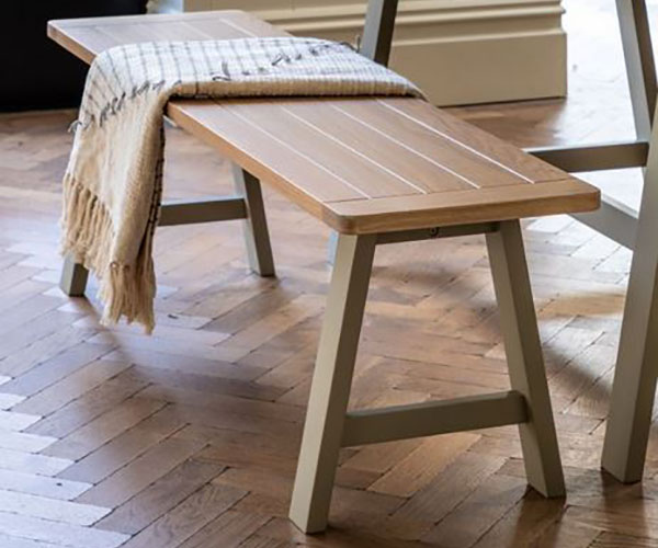 Harvest Direct Harrow Contemporary Prairie Painted / Oak Trestle Bench