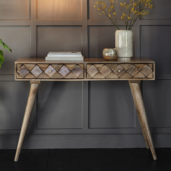 Harvest Direct Lombardy Burnt Wax Contemporary Console Table