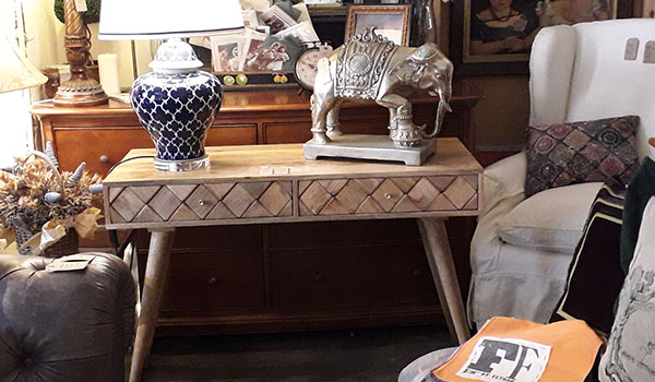 Harvest Direct Lombardy Burnt Wax Contemporary Console Table on display in our Southport furniture showrooms