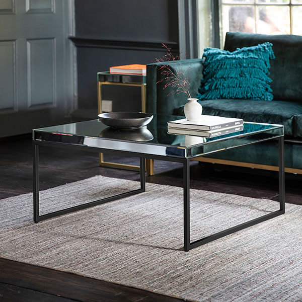 Harvest Direct Octavia Black Contemporary Coffee Table & Octavia Champagne Contemporary Side Table