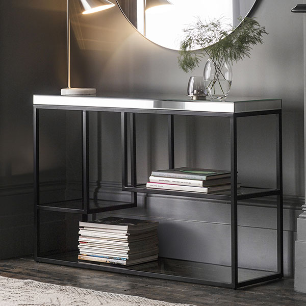 Harvest Direct Octavia Black Contemporary Console Table