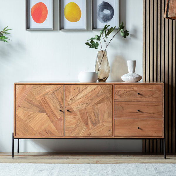 Harvest Direct Scandi Contemporary 2 Door 3 Drawer Sideboard