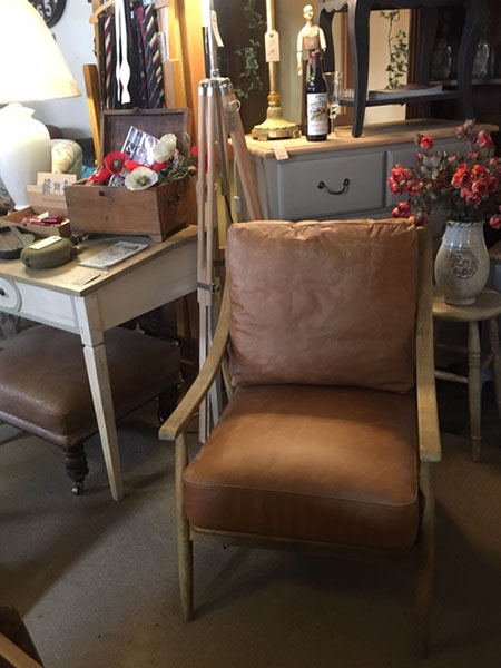 Harvest Direct Baldock Brown Leather Armchair on display in our Southport furniture showrooms