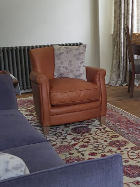 Bates Vintage Brown Leather Armchair in a customer's home